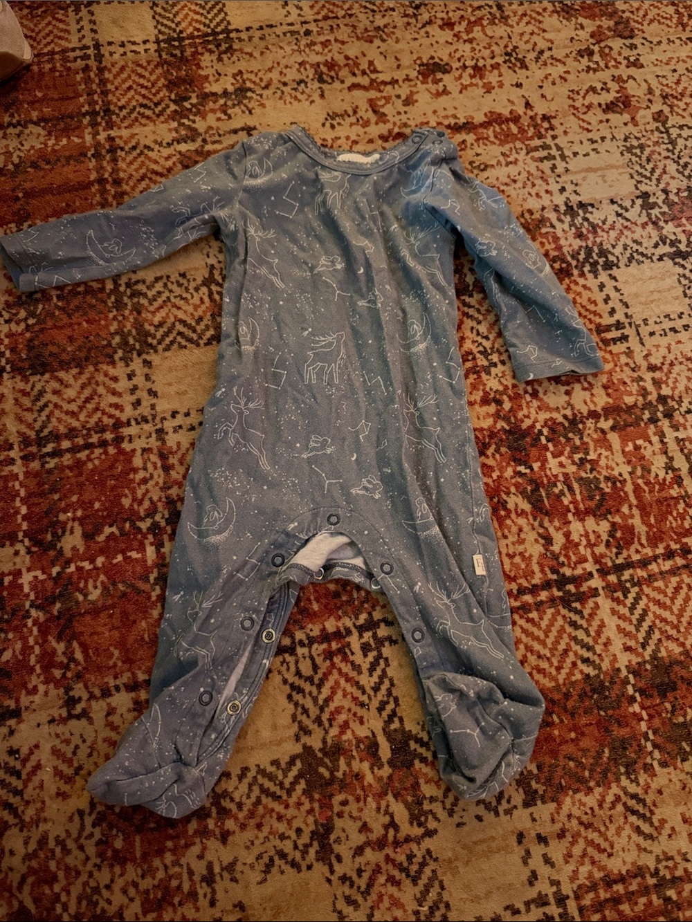 Blue Constellation Print Footed One-Piece for Kids